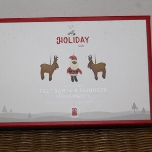 Pottery Barn Felt Santa & Reindeer Ornaments.  3 pcs set.